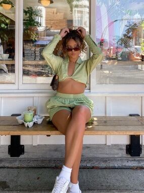 Revolve L’Academie Matching Green Short Set
